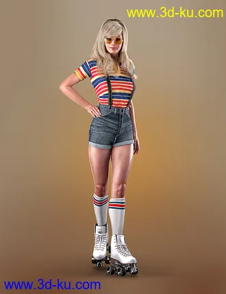 3D打印模型AJC Boogie Roller Girl Outfit and Boombox for Genesis 8 and 8.1 Females的图片