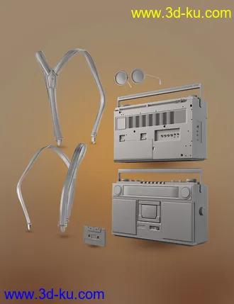 3D打印模型AJC Boogie Roller Girl Outfit and Boombox for Genesis 8 and 8.1 Females的图片