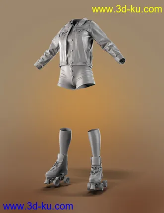 3D打印模型AJC Boogie Roller Girl Outfit and Boombox for Genesis 8 and 8.1 Females的图片