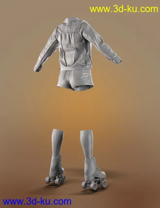 3D打印模型AJC Boogie Roller Girl Outfit and Boombox for Genesis 8 and 8.1 Females的图片
