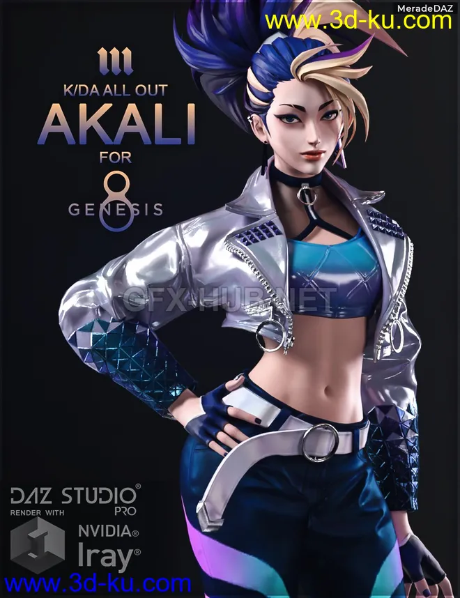 Akali KDA ALL OUT for Genesis 8 and 8.1 Female模型的图片1