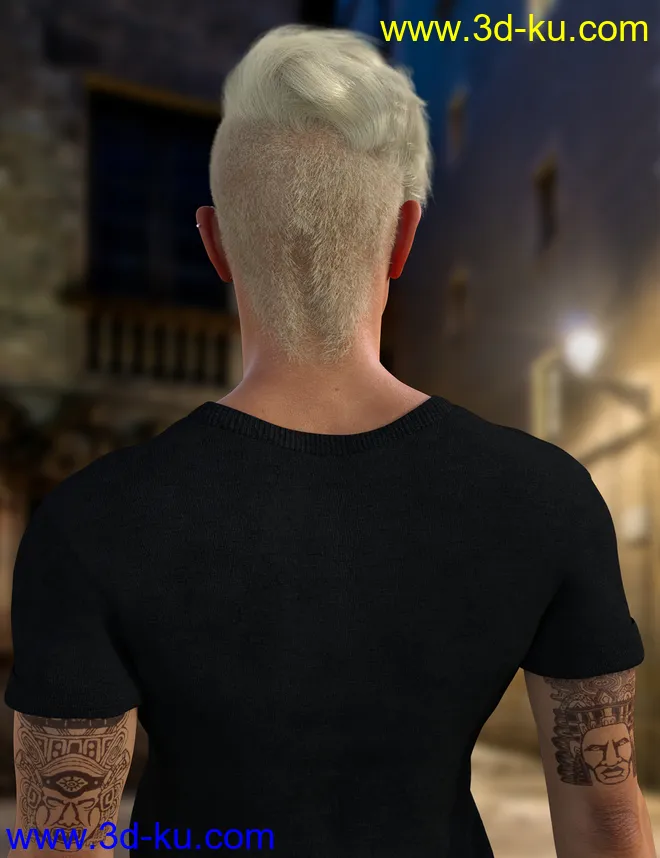Amato Hair for Genesis 8 Males模型的图片5