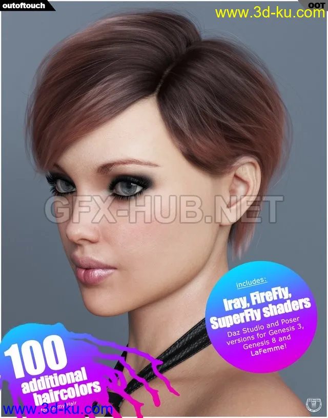 Ammy Hair Texture XPansion for Genesis 3 and 8 and La Femme模型的图片1
