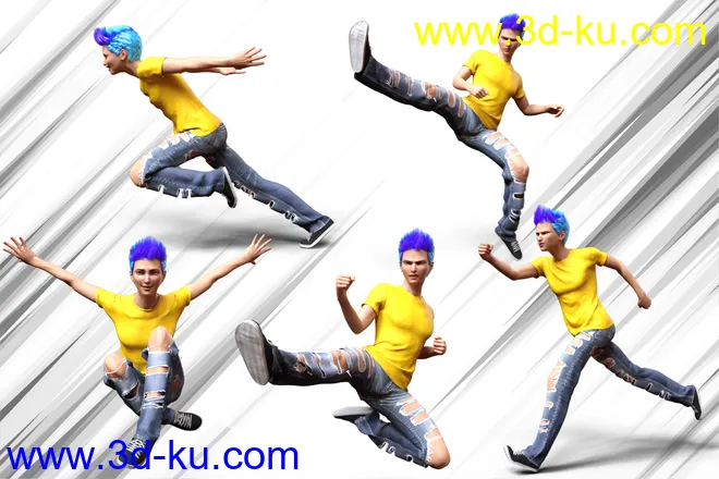 Anime Action Poses for Yuzuru 8 and Genesis 8 Males模型的图片2
