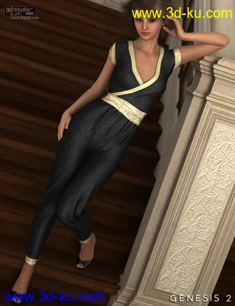 3D打印模型Ashleigh Jumpsuit for Genesis 2 Female(s)的图片