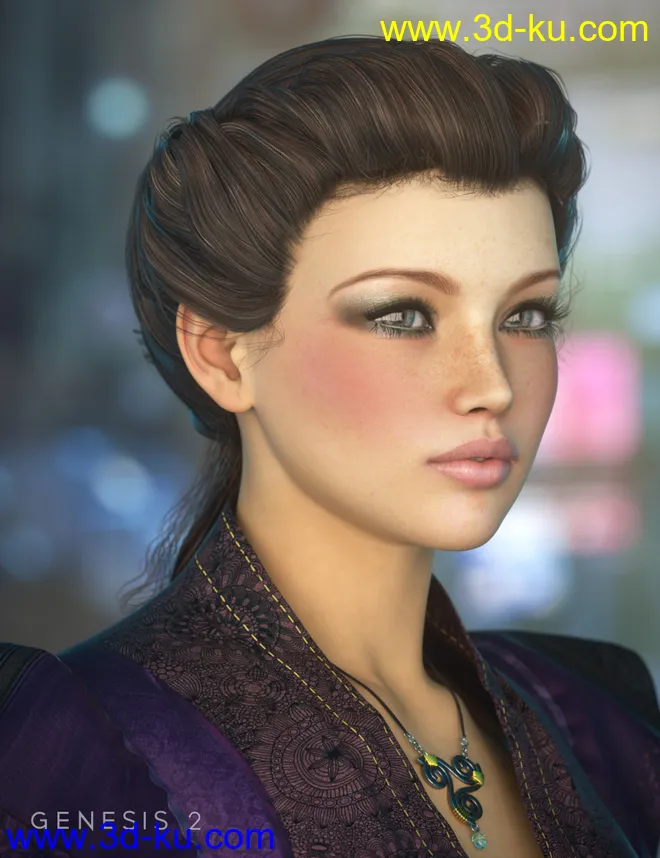 Augusta Hair for Genesis, Genesis 2 Female(s)模型的图片2