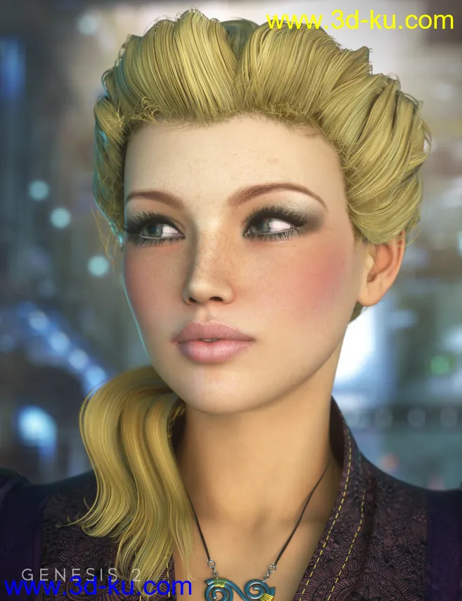 Augusta Hair for Genesis, Genesis 2 Female(s)模型的图片3