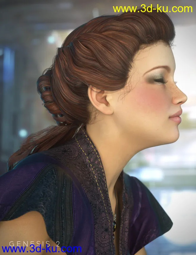 Augusta Hair for Genesis, Genesis 2 Female(s)模型的图片4