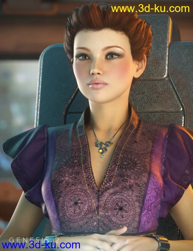 Augusta Hair for Genesis, Genesis 2 Female(s)模型的图片6
