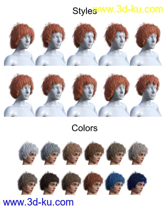 3D打印模型Ava Hair for Genesis 8 Females的图片
