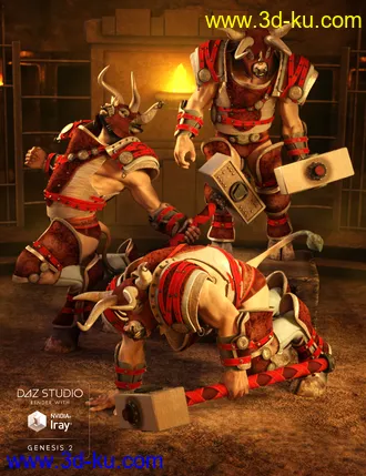 3D打印模型Beastial Battle Armor Poses for Minotaur 6 HD的图片