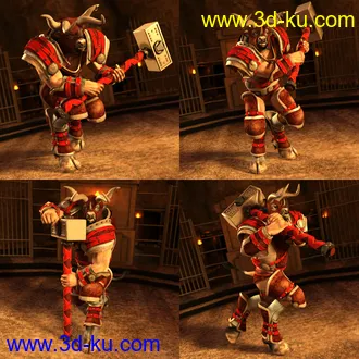 3D打印模型Beastial Battle Armor Poses for Minotaur 6 HD的图片