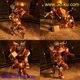 3D打印模型Beastial Battle Armor Poses for Minotaur 6 HD的图片
