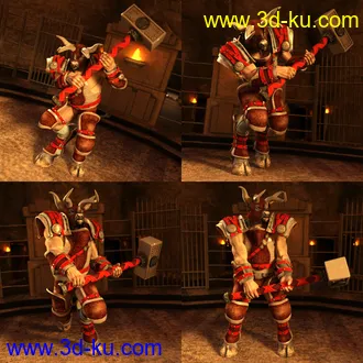 3D打印模型Beastial Battle Armor Poses for Minotaur 6 HD的图片
