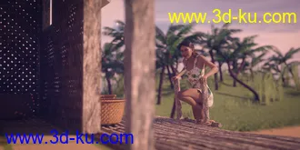 3D打印模型Beauty In Paradise - Ligaya And The Philippine Island Hut - Genesis 8 Female的图片