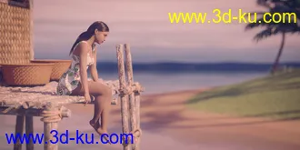 3D打印模型Beauty In Paradise - Ligaya And The Philippine Island Hut - Genesis 8 Female的图片