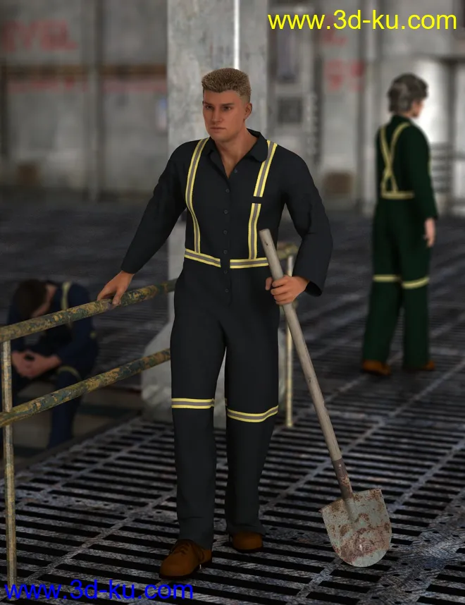 Blue Collar Basics Coveralls for Genesis 2 Males and Females Bundle模型的图片1