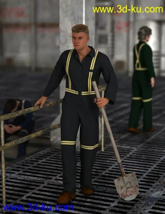 3D打印模型Blue Collar Basics Coveralls for Genesis 2 Males and Females Bundle的图片