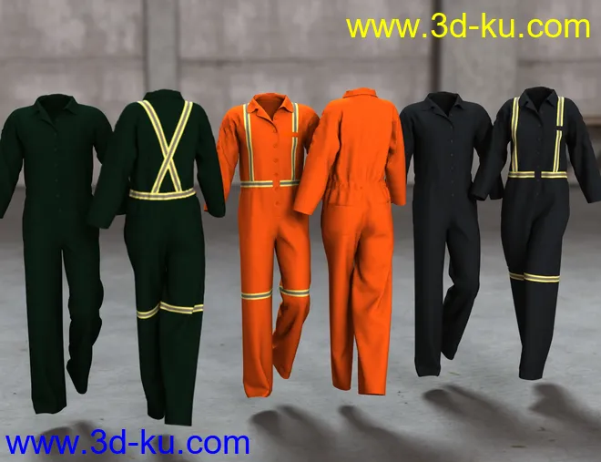 Blue Collar Basics Coveralls for Genesis 2 Males and Females Bundle模型的图片3