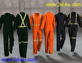 3D打印模型Blue Collar Basics Coveralls for Genesis 2 Males and Females Bundle的图片