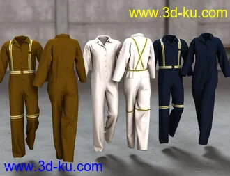 3D打印模型Blue Collar Basics Coveralls for Genesis 2 Males and Females Bundle的图片