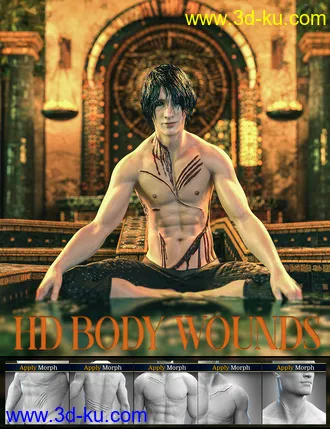 Body Wounds HD Morphs for Genesis 8 Male(s)模型的图片1