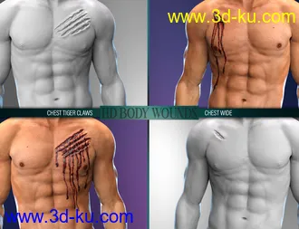 3D打印模型Body Wounds HD Morphs for Genesis 8 Male(s)的图片