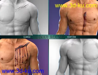 3D打印模型Body Wounds HD Morphs for Genesis 8 Male(s)的图片