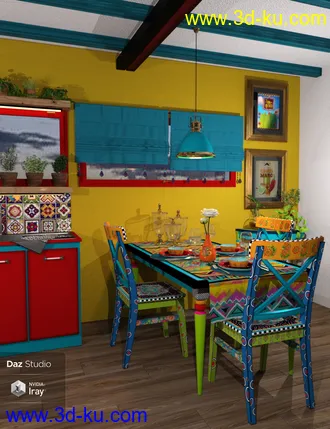 3D打印模型Boho Cottage - The Kitchen的图片