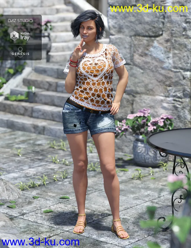 Boho Short Outfit Textures模型的图片3