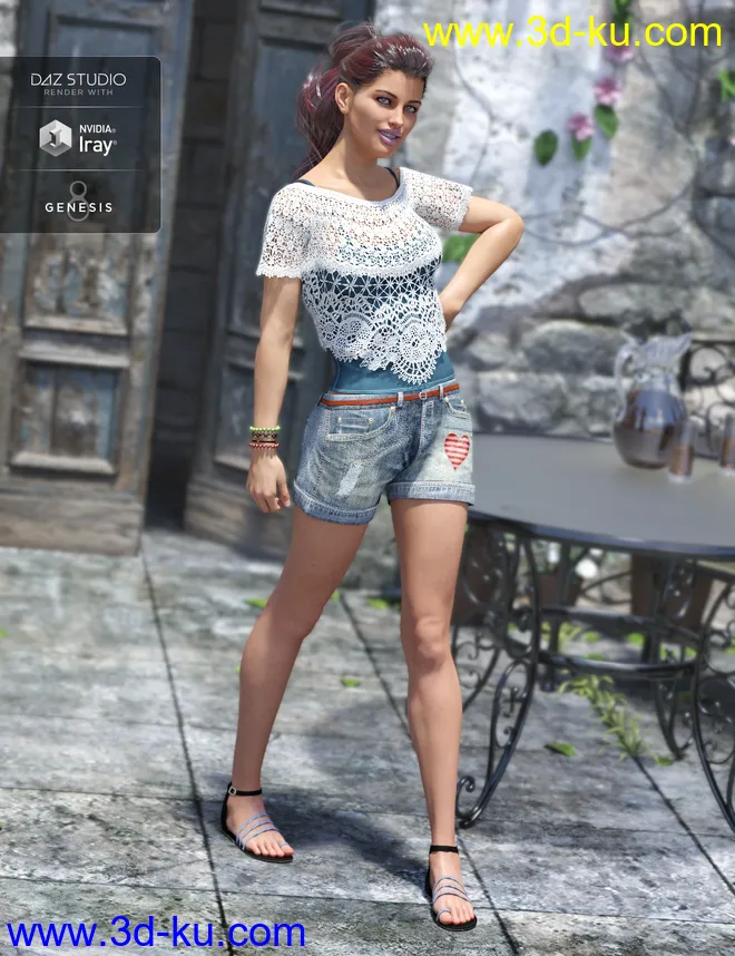 Boho Short Outfit Textures模型的图片4