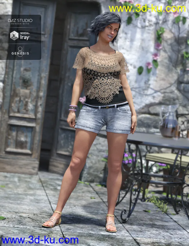 Boho Short Outfit Textures模型的图片5