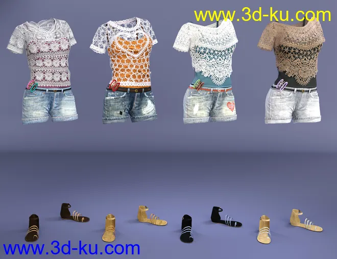 Boho Short Outfit Textures模型的图片6