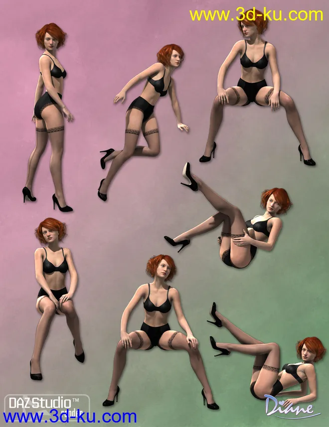 Boudoir Poses for V6 and Genesis 2 Female模型的图片3