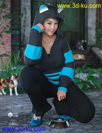 3D打印模型Casual Kitty Set for Genesis 8 Female(s)的图片