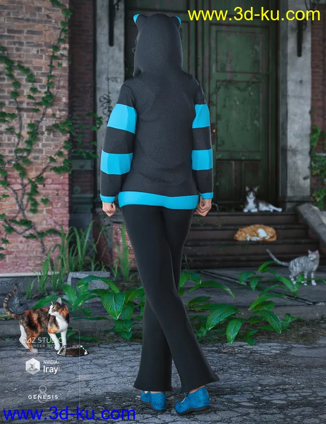 Casual Kitty Set for Genesis 8 Female(s)模型的图片3