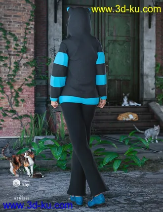 3D打印模型Casual Kitty Set for Genesis 8 Female(s)的图片