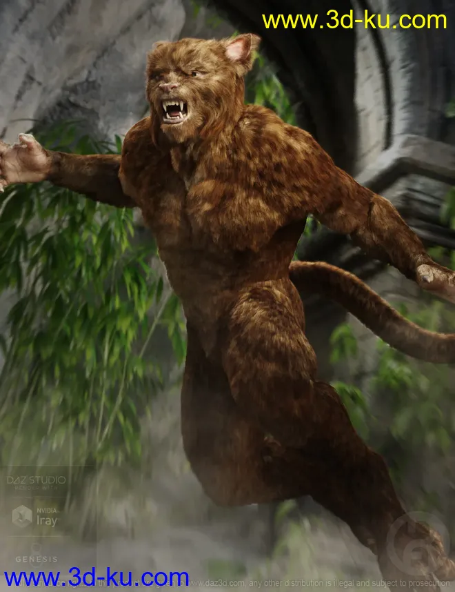 Cat Beast with dForce Hair for Genesis 8 Male模型的图片1