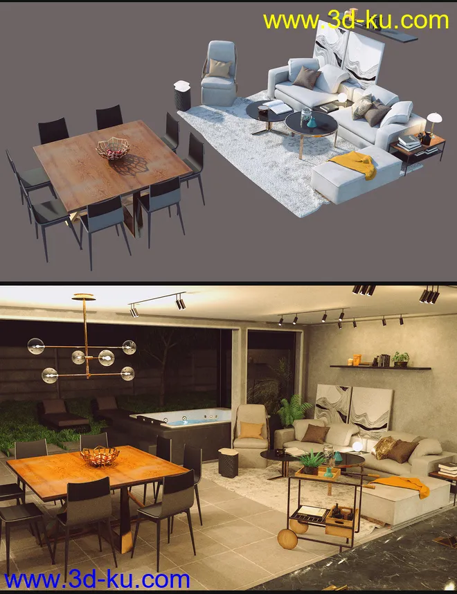 Cecilia House Living Room and Outdoor Furniture模型的图片1