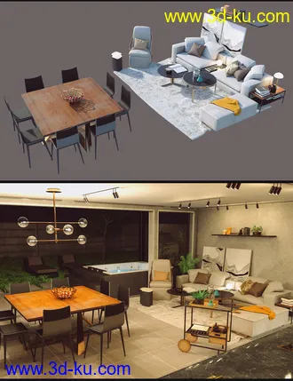 3D打印模型Cecilia House Living Room and Outdoor Furniture的图片