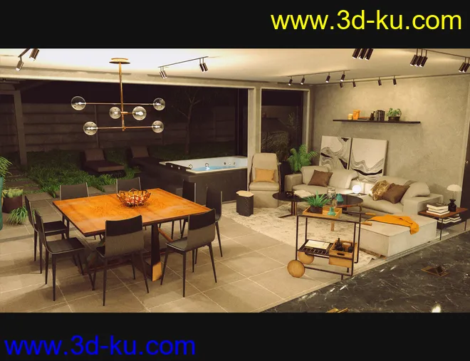 Cecilia House Living Room and Outdoor Furniture模型的图片5