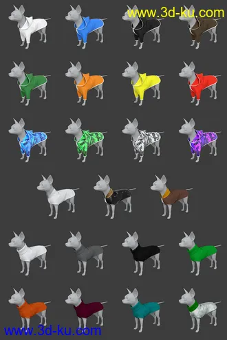 3D打印模型Chihuahua for Daz Dog 8 Clothes Accessories and Poses的图片