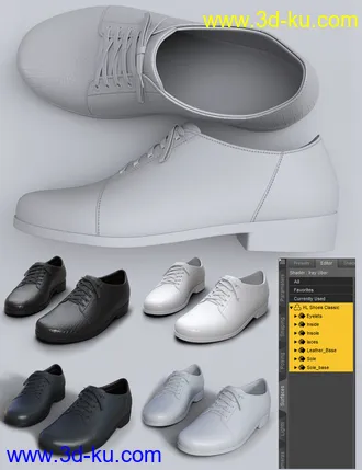 3D打印模型Classic and Walking Shoes for Genesis 8 and 8.1 Males的图片