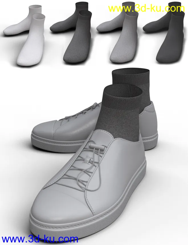 Classic and Walking Shoes for Genesis 8 and 8.1 Males模型的图片7