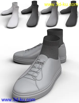 3D打印模型Classic and Walking Shoes for Genesis 8 and 8.1 Males的图片