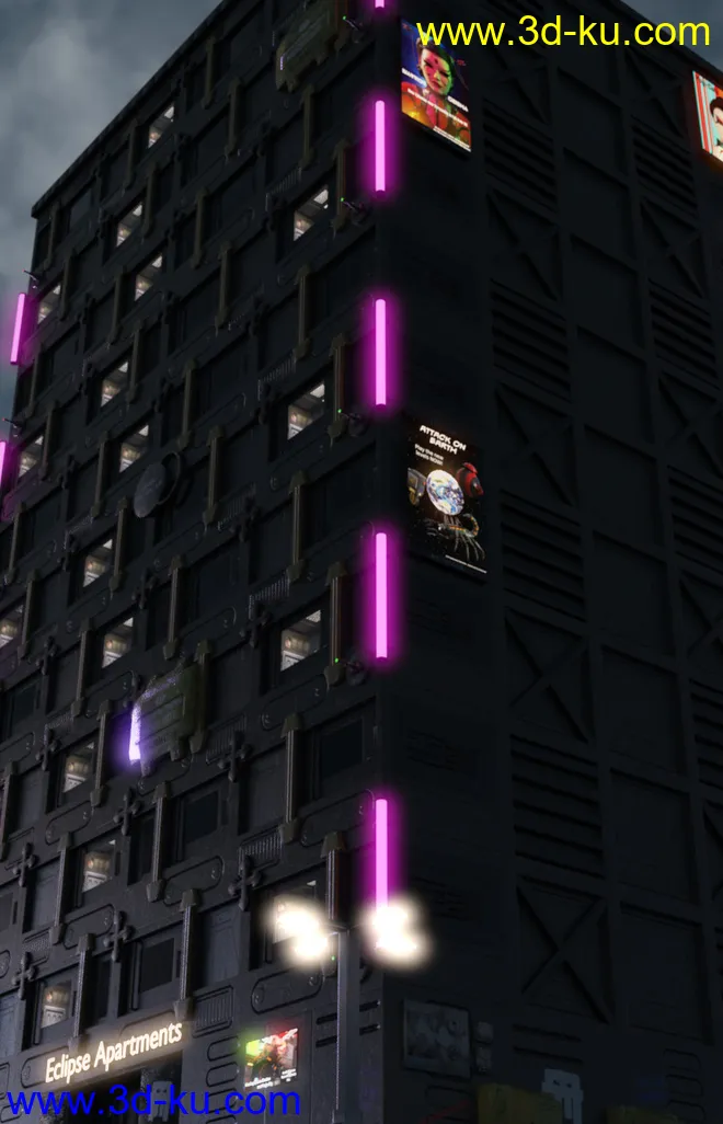 Compact Cyberpunk Apartment Building模型的图片5
