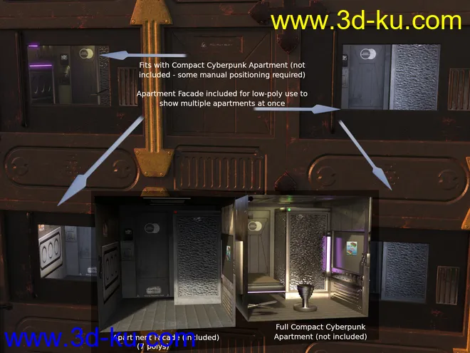Compact Cyberpunk Apartment Building模型的图片13