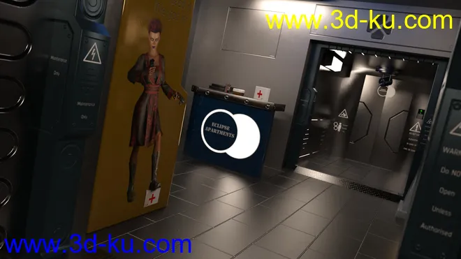 Compact Cyberpunk Apartment Lobby模型的图片5