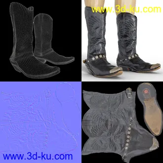 3D打印模型Cowgirl Leather Boots for Genesis 8 Female的图片