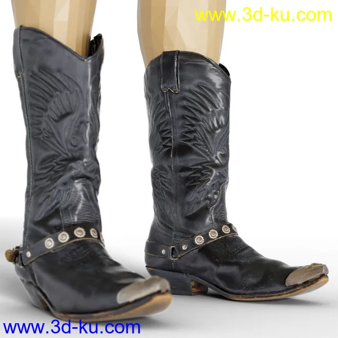 Cowgirl Leather Boots for Genesis 8 Female模型的图片3